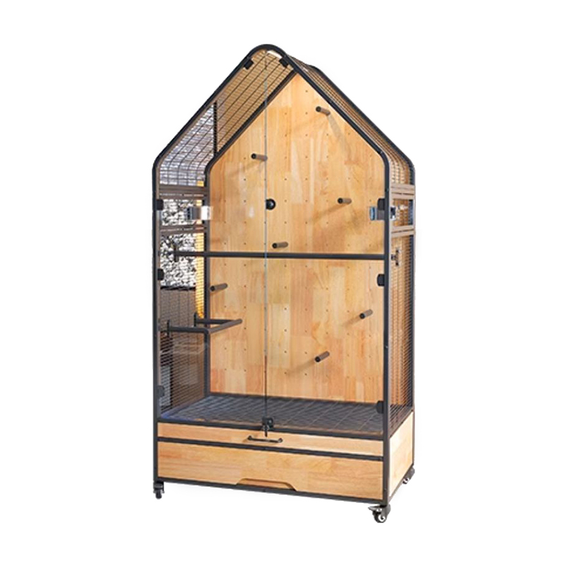 Lồng gỗ & thép lớn có thể tháo rời Biệt thự DIY Parrot Bird Breating Lồng có bánh xe đứng